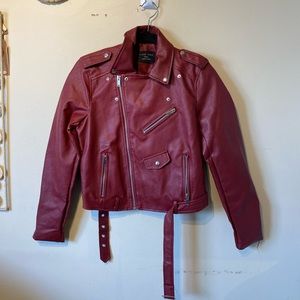 Love tree size small polyester red polyurethane motor jacket….